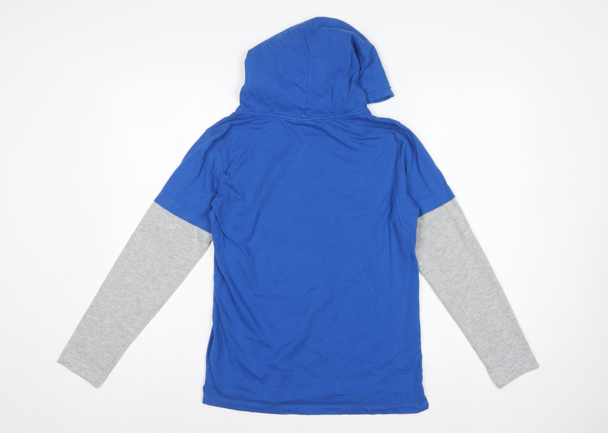 Animal Boys Blue Grey Logo Graphic Pullover Hoodie 13-14 Years