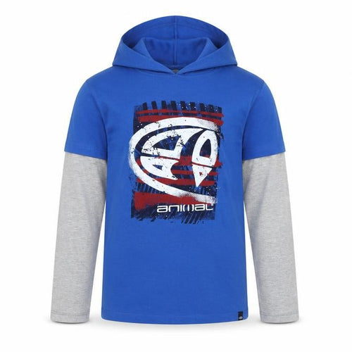 Animal Boys Blue Grey Logo Graphic Pullover Hoodie 13-14 Years
