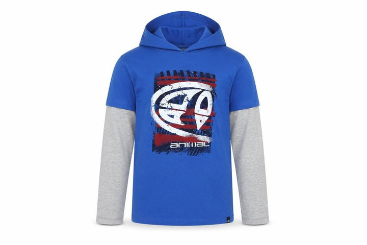 Animal Boys Blue Grey Logo Graphic Pullover Hoodie 13-14 Years