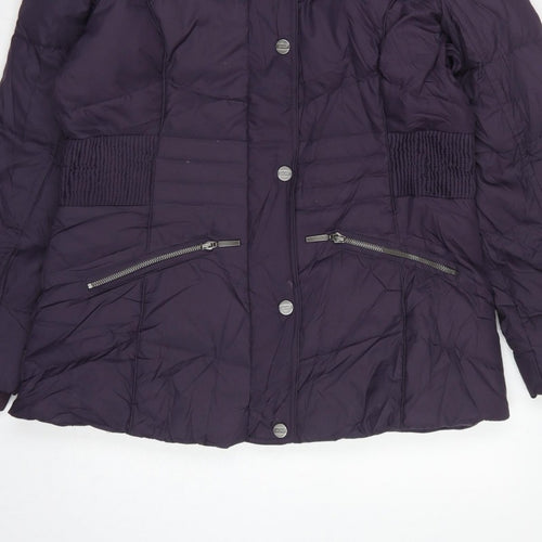 Per Una Women’s Purple M Hooded Down Puffer Jacket Mid-Length