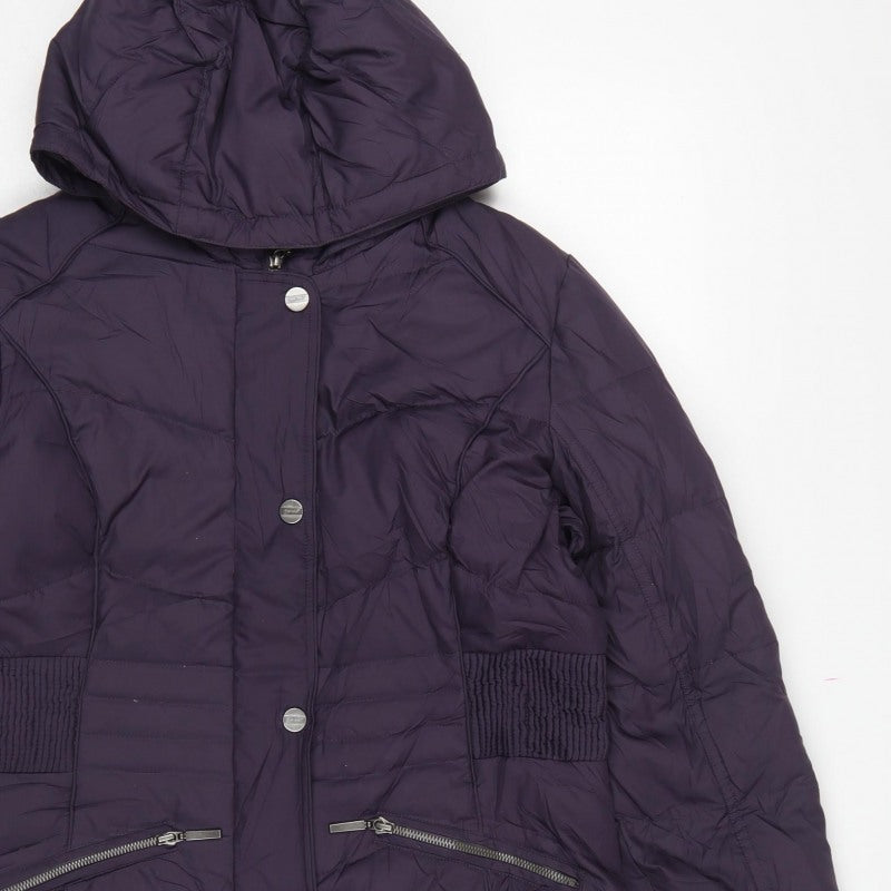 Per Una Women’s Purple M Hooded Down Puffer Jacket Mid-Length