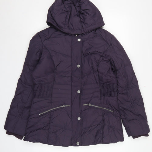 Per Una Women’s Purple M Hooded Down Puffer Jacket Mid-Length