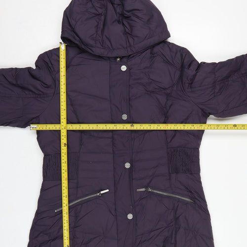 Per Una Women’s Purple M Hooded Down Puffer Jacket Mid-Length