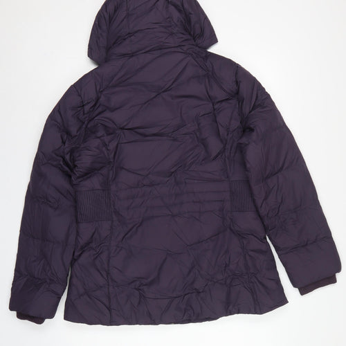 Per Una Women’s Purple M Hooded Down Puffer Jacket Mid-Length