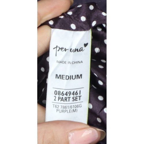 Per Una Women’s Purple M Hooded Down Puffer Jacket Mid-Length