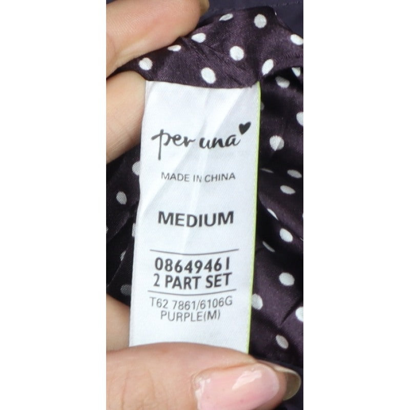 Per Una Women’s Purple M Hooded Down Puffer Jacket Mid-Length