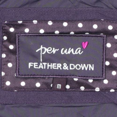 Per Una Women’s Purple M Hooded Down Puffer Jacket Mid-Length