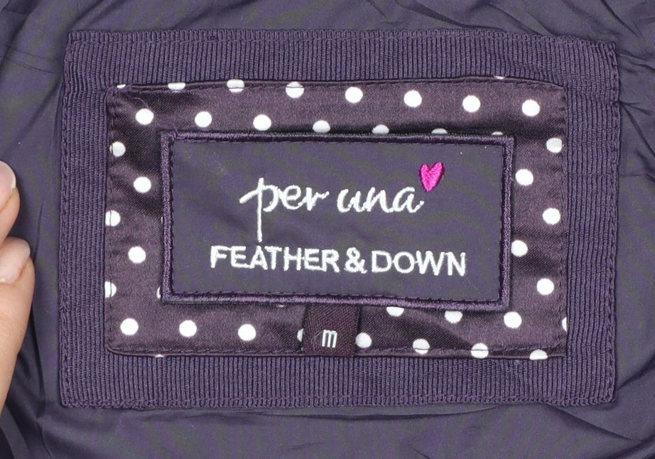Per Una Women’s Purple M Hooded Down Puffer Jacket Mid-Length