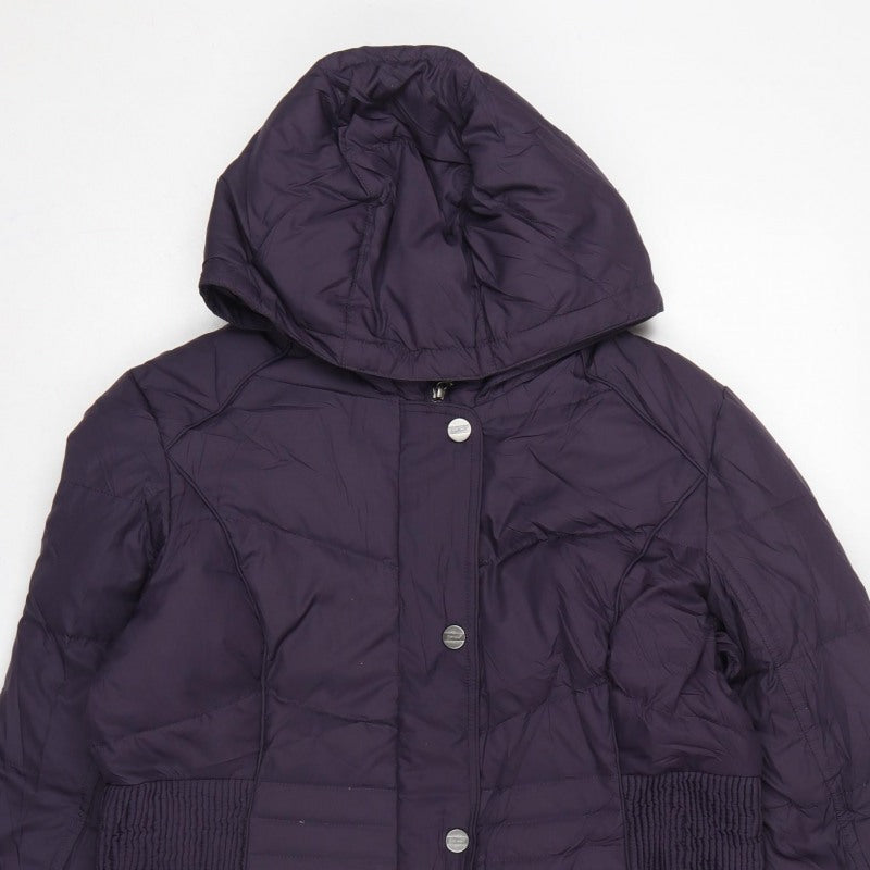 Per Una Women’s Purple M Hooded Down Puffer Jacket Mid-Length