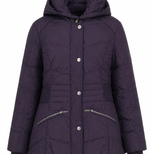 Per Una Women’s Purple M Hooded Down Puffer Jacket Mid-Length