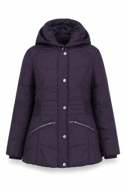 Per Una Women’s Purple M Hooded Down Puffer Jacket Mid-Length