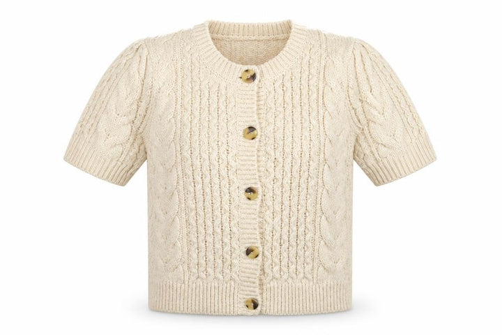 Vero Moda Women’s Ivory XL Cable Knit Short Sleeve Cardigan