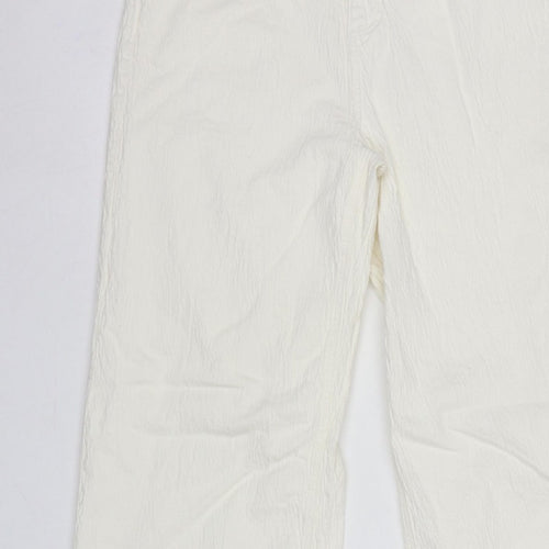 Marks and Spencer Women White UK 14 Regular Straight Leg Cotton Trousers