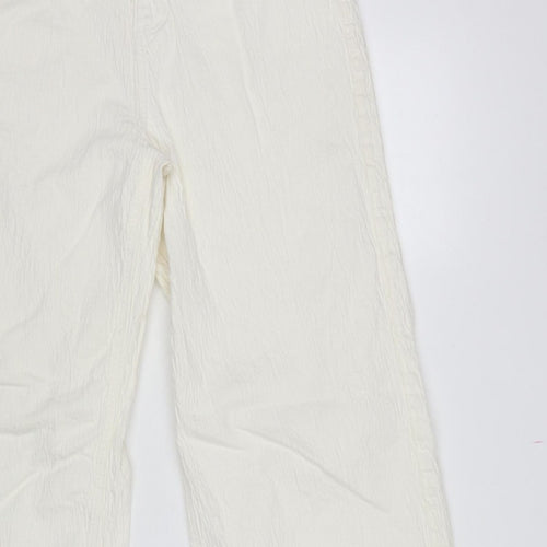 Marks and Spencer Women White UK 14 Regular Straight Leg Cotton Trousers