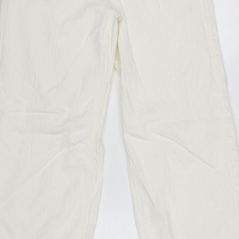 Marks and Spencer Women White UK 14 Regular Straight Leg Cotton Trousers