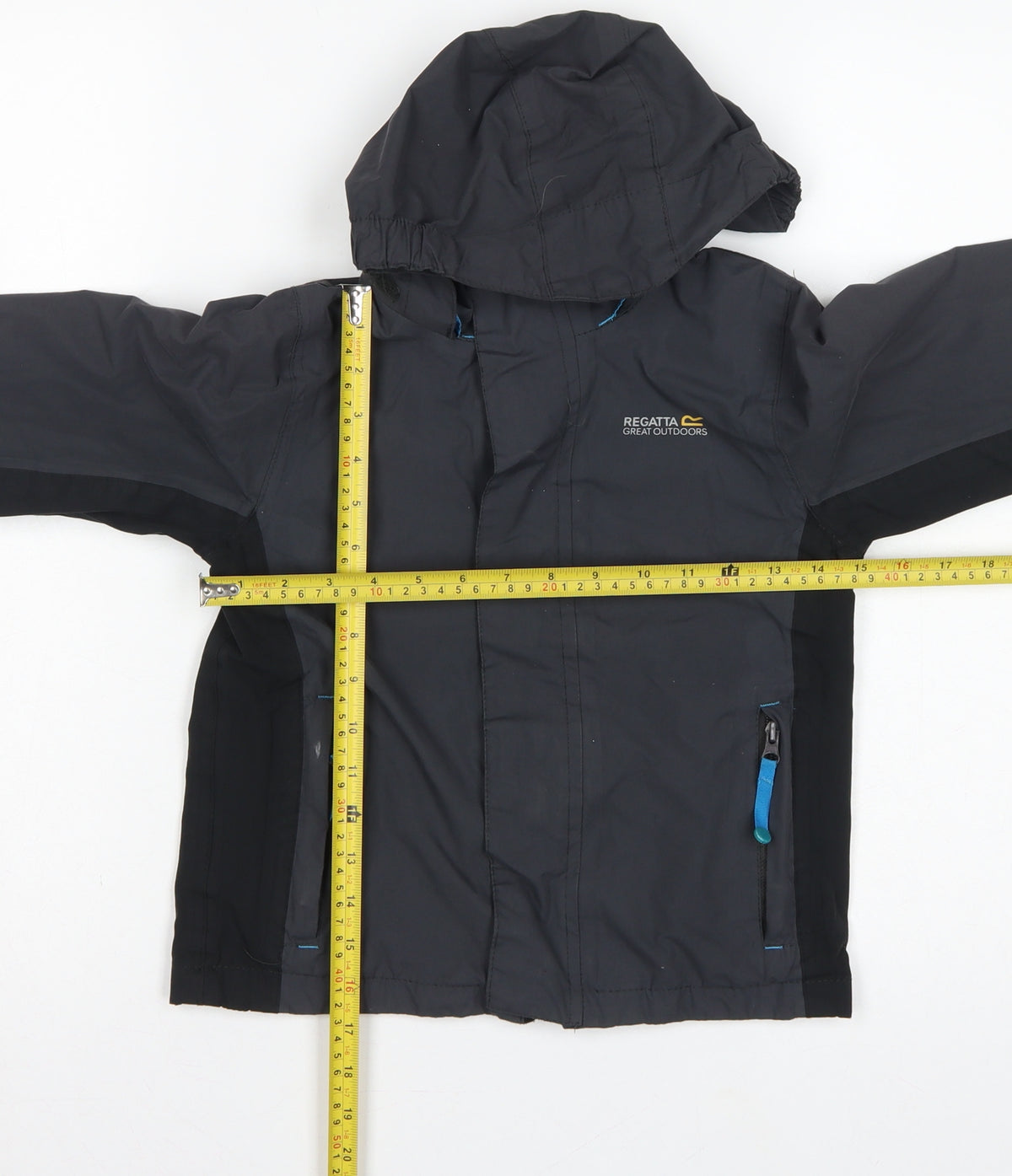 Regatta Boys Black Blue 5-6 Years Hooded Waterproof Jacket Full Zip
