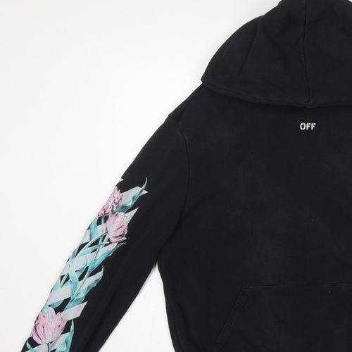 Off-White Unisex Adults Black S Floral Logo Pullover Hoodie