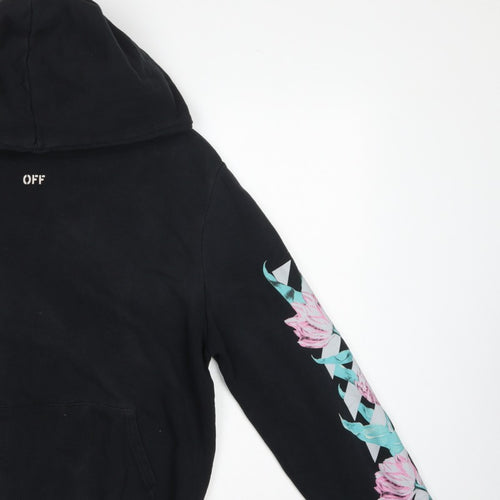 Off-White Unisex Adults Black S Floral Logo Pullover Hoodie