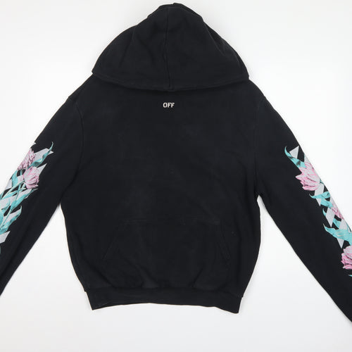 Off-White Unisex Adults Black S Floral Logo Pullover Hoodie