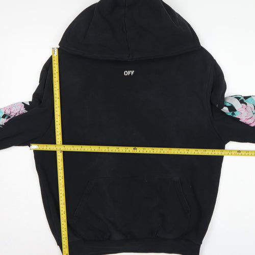 Off-White Unisex Adults Black S Floral Logo Pullover Hoodie