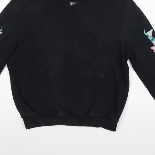 Off-White Unisex Adults Black S Floral Logo Pullover Hoodie