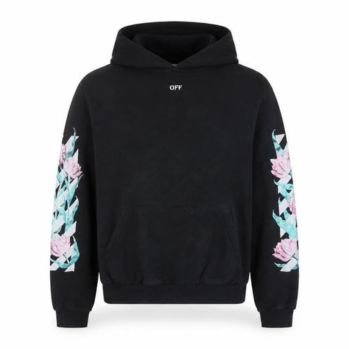 Off-White Unisex Adults Black S Floral Logo Pullover Hoodie