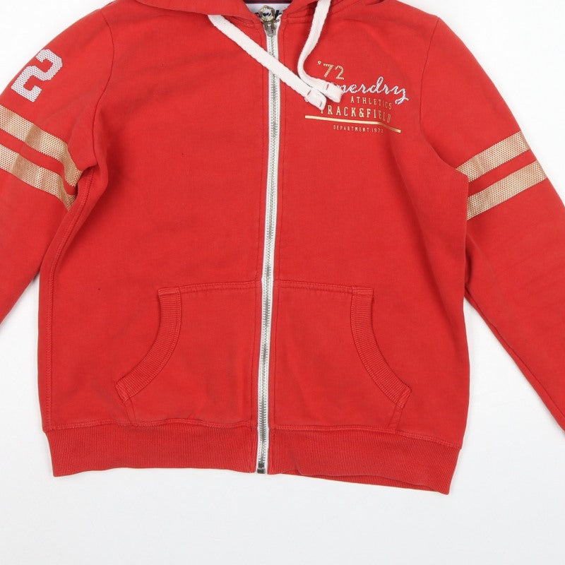 Superdry Women Red UK 14 Full Zip Hooded Track & Field Hoodie