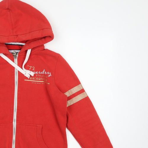 Superdry Women Red UK 14 Full Zip Hooded Track & Field Hoodie