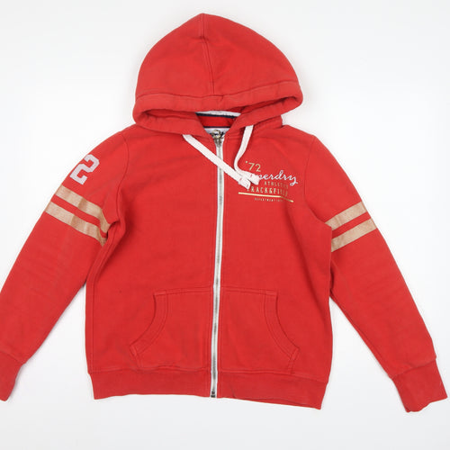 Superdry Women Red UK 14 Full Zip Hooded Track & Field Hoodie