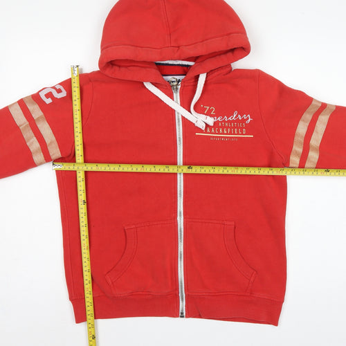 Superdry Women Red UK 14 Full Zip Hooded Track & Field Hoodie