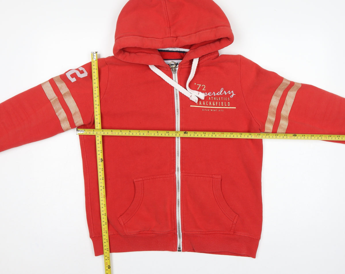 Superdry Women Red UK 14 Full Zip Hooded Track & Field Hoodie