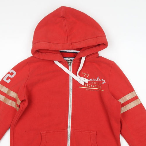 Superdry Women Red UK 14 Full Zip Hooded Track & Field Hoodie