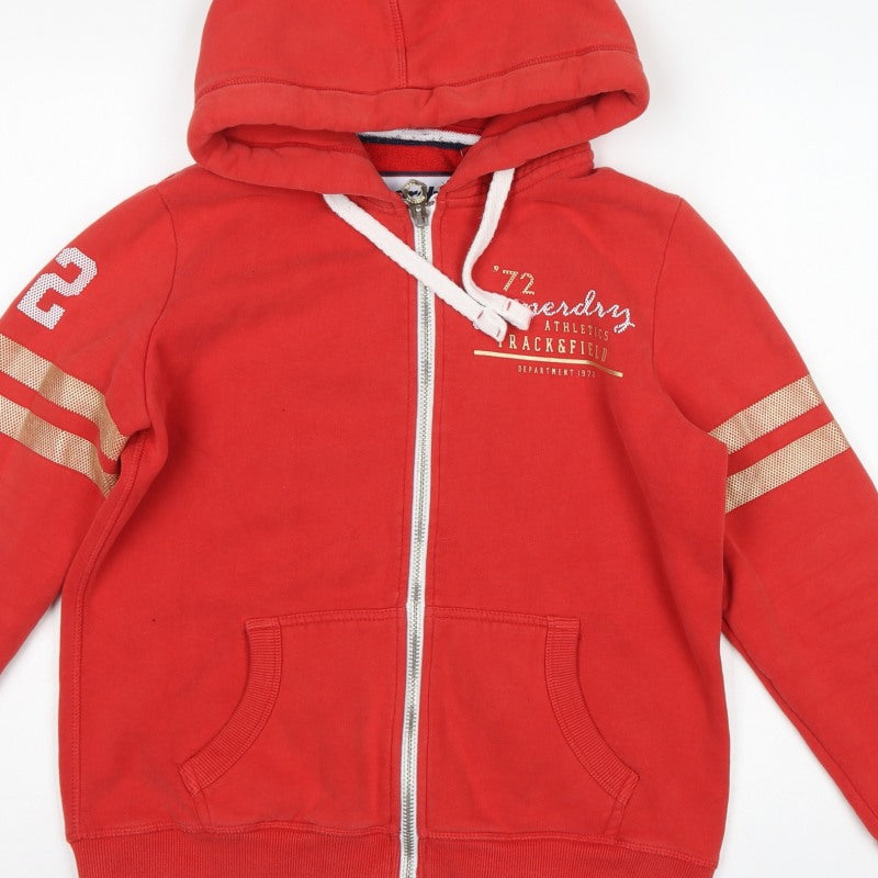 Superdry Women Red UK 14 Full Zip Hooded Track & Field Hoodie
