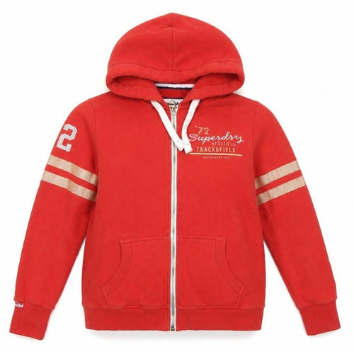 Superdry Women Red UK 14 Full Zip Hooded Track & Field Hoodie