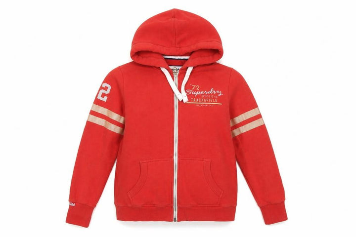 Superdry Women Red UK 14 Full Zip Hooded Track & Field Hoodie