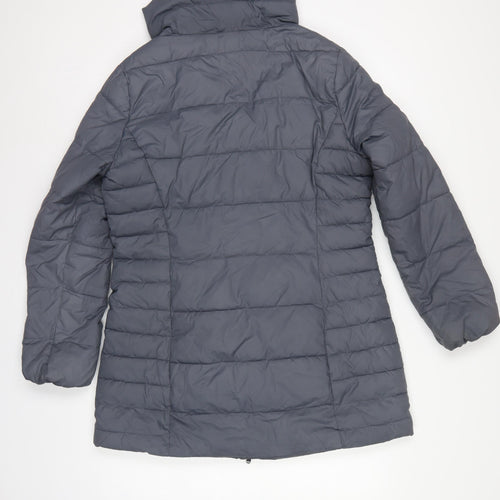 Marks and Spencer Women Grey UK 14 Quilted Puffer Mid-Length Coat
