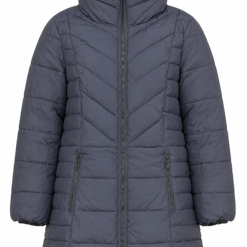 Marks and Spencer Women Grey UK 14 Quilted Puffer Mid-Length Coat