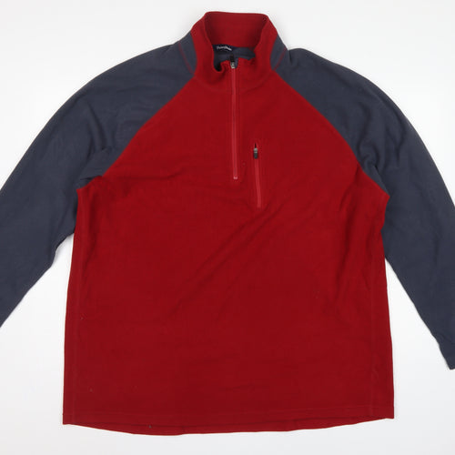 Peter Storm Men's Red Grey 2XL 1/4 Zip Thermal Fleece Sweatshirt