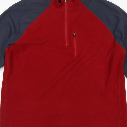 Peter Storm Men's Red Grey 2XL 1/4 Zip Thermal Fleece Sweatshirt