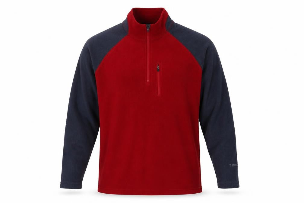 Peter Storm Men's Red Grey 2XL 1/4 Zip Thermal Fleece Sweatshirt