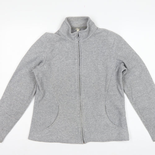 Marks and Spencer Women Grey UK 14 Fleece Full Zip Basic Jacket