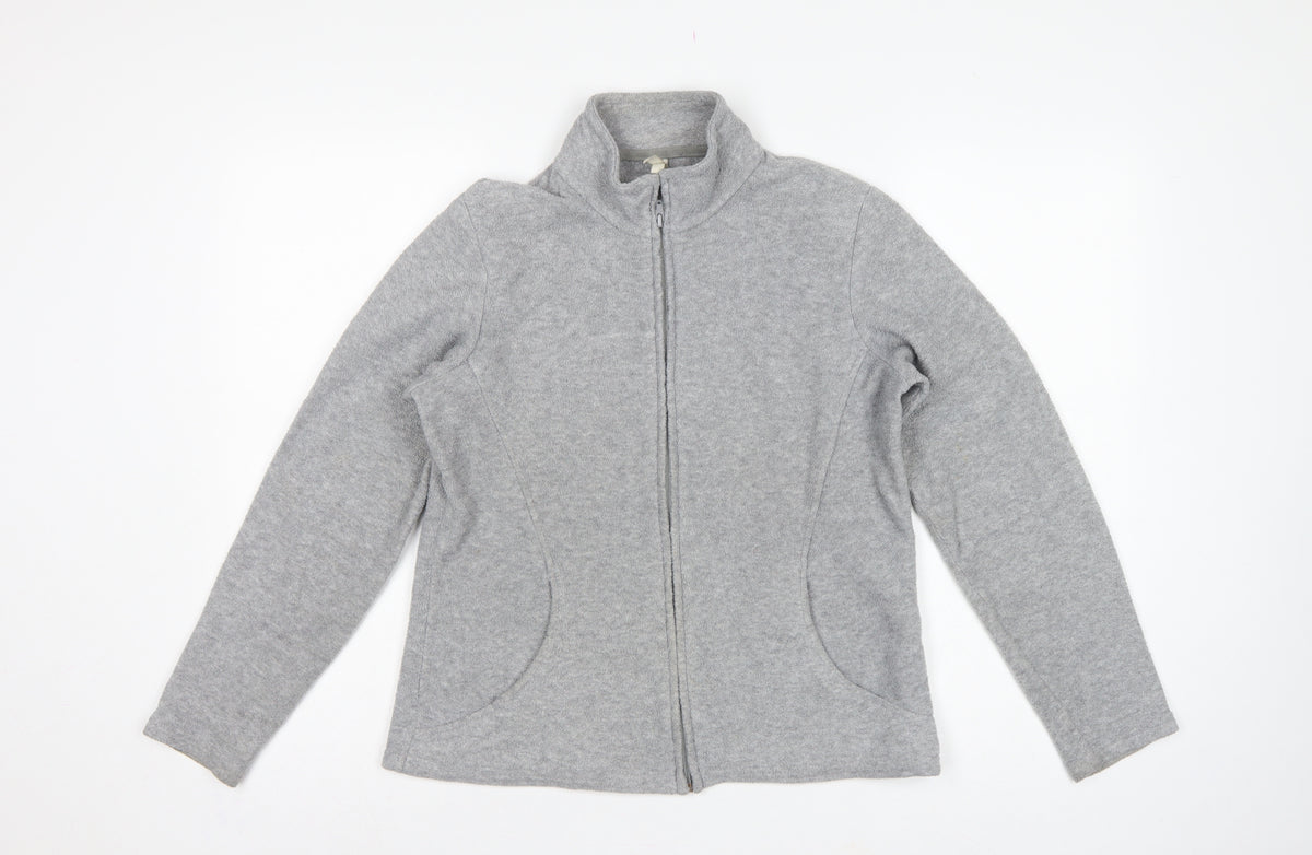 Marks and Spencer Women Grey UK 14 Fleece Full Zip Basic Jacket