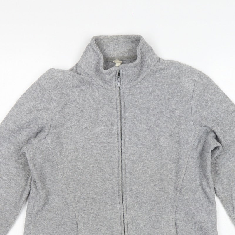 Marks and Spencer Women Grey UK 14 Fleece Full Zip Basic Jacket
