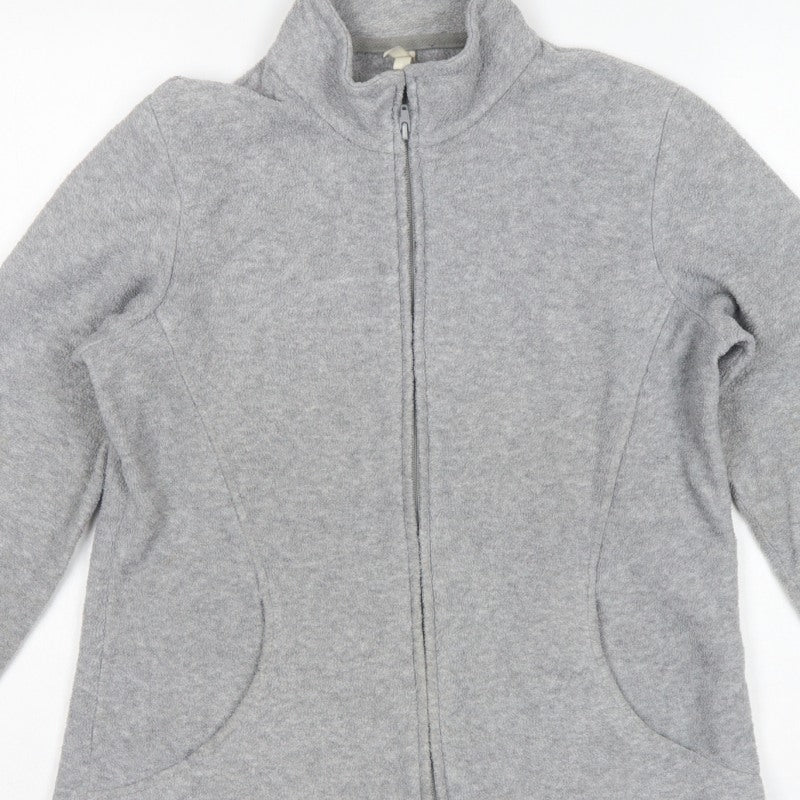 Marks and Spencer Women Grey UK 14 Fleece Full Zip Basic Jacket