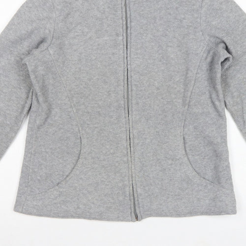 Marks and Spencer Women Grey UK 14 Fleece Full Zip Basic Jacket
