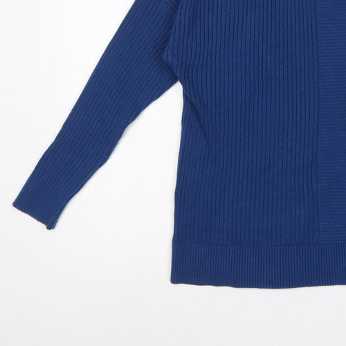 Banana Republic Women Blue M Rib Knit Crew Neck Pullover Jumper