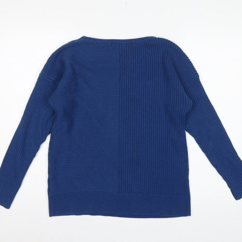 Banana Republic Women Blue M Rib Knit Crew Neck Pullover Jumper