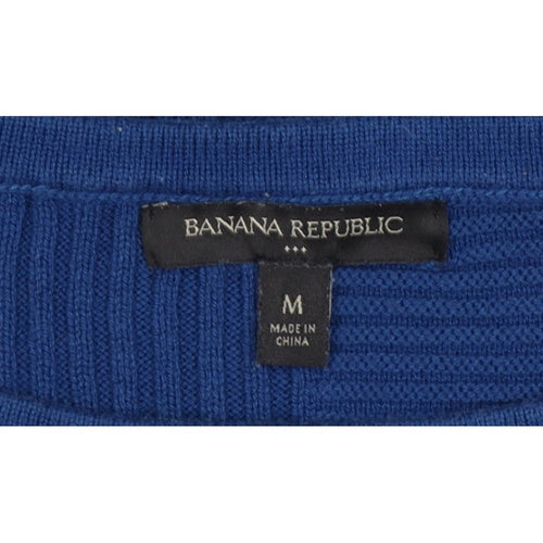 Banana Republic Women Blue M Rib Knit Crew Neck Pullover Jumper