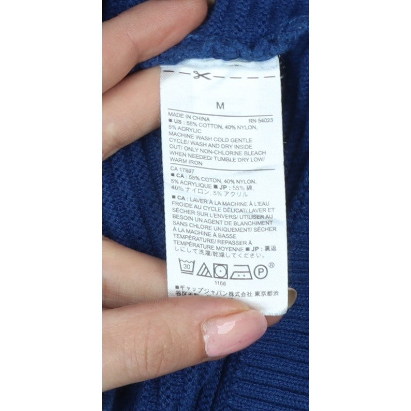 Banana Republic Women Blue M Rib Knit Crew Neck Pullover Jumper