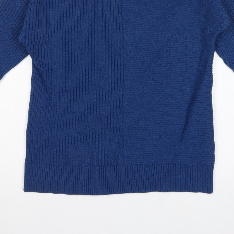 Banana Republic Women Blue M Rib Knit Crew Neck Pullover Jumper